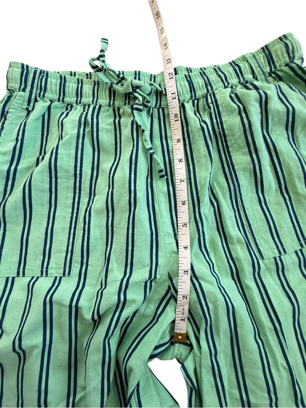 Damson Madder Cotton Linen Sydney Coastal Cargo Pants Mint Stripe UK 10 US 6 - Picture 11 of 13
